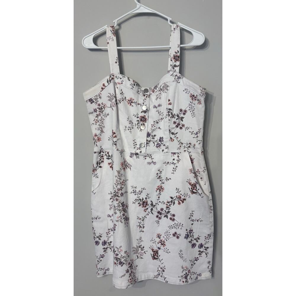 No Boundaries Women’s Floral Button-Front Sundress –Size XL, Casual Summer Dress